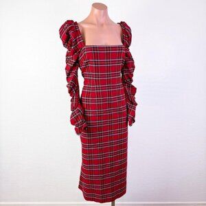 ANTONIO MELANI DRESS RED ELENA PLAID NEW WITH TAGS $199 STUNNING
